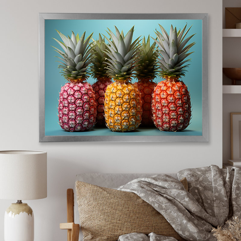 Doux ananas juteux délice I, H 24 po x l 32 po x P 1 po, Cadre photo argenté