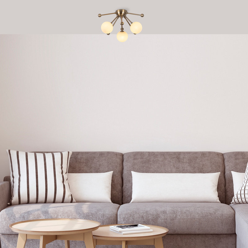 Elegant Scandinavian Chandelier, Vintage Copper Finish, 15.7 x 15.7 x 9.1 inches | Durable Metal Body with Glass Cap, Socket for 3 x G9 Max 8W Bulbs (Not Included) | Perfect for Modern Dining & Living Spaces