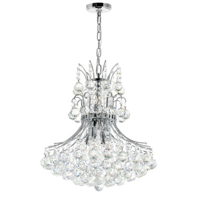 Trenton 8 Light Crystal Chandelier – 21-Inch Chrome Down Chandelier with Faceted Crystal Accents for Living Room, Dining Room, or Entryway