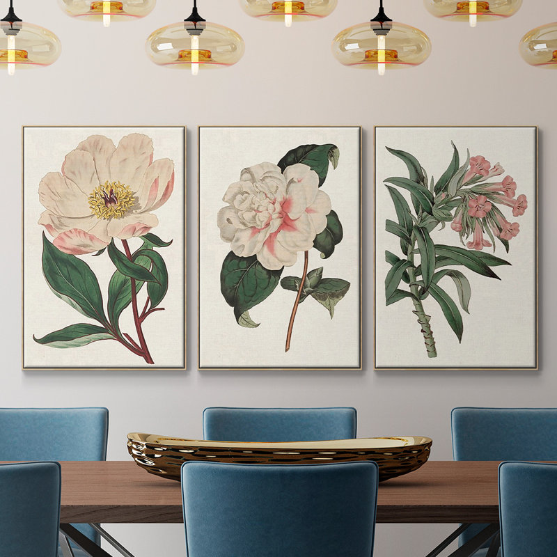 Mélange floral rose VI, Cadre en bois naturel, H 36 po x l 72 po x P 2 po