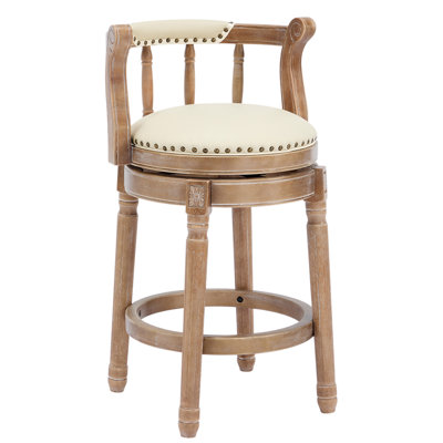 Bar Stools Seat Height 26'' Leather Wooden Bar Stools(1Pc)