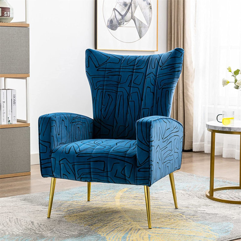 Fauteuil d'appoint rembourré en velours, Blue Velvet