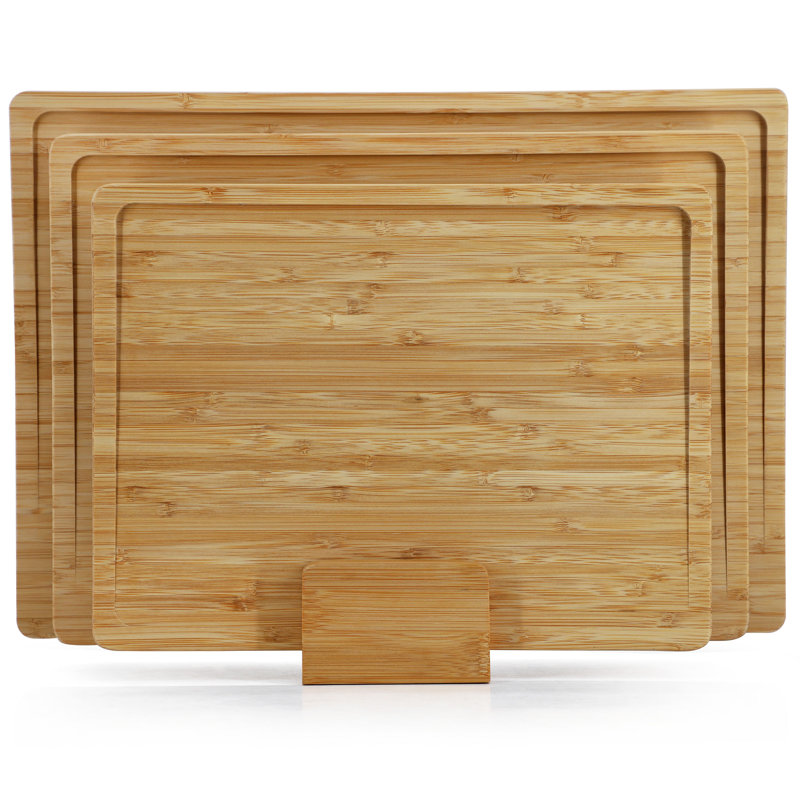 MegaChef 3 Piece Natural Bamboo Cutting Board Set with Base