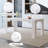 71"×31.5" White Marble Pattern MDF Spliced Dining Table, Grooved Leg Design Household Dinner Table For 6-8 People
