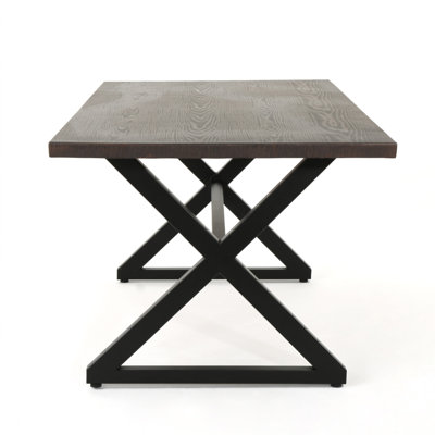 Rolando Outdoor Aluminum Dining Table with Steel Frame, Brown / Black