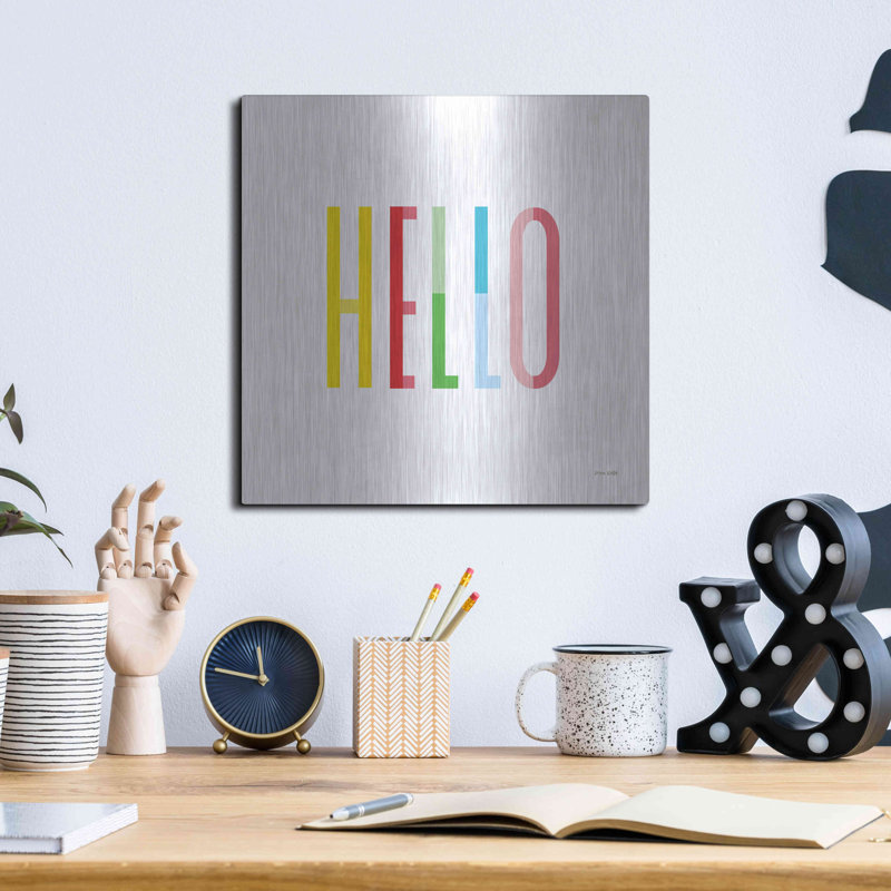 «Hello» par Ann Kelle Designs, art mural en métal, H 12 po x l 12 po