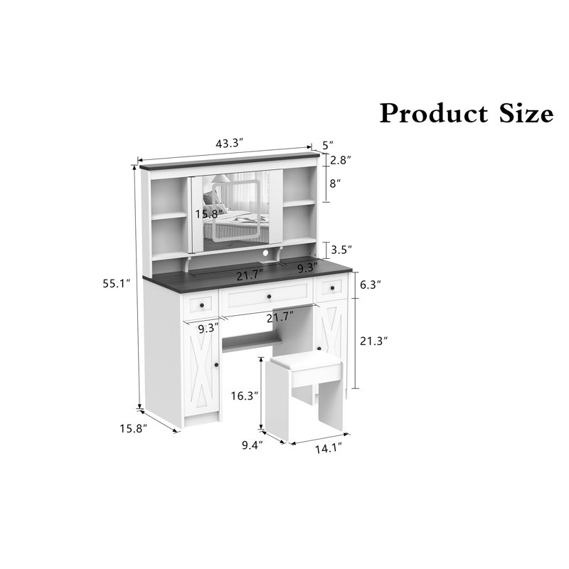 Vanity Table With 1 Stool