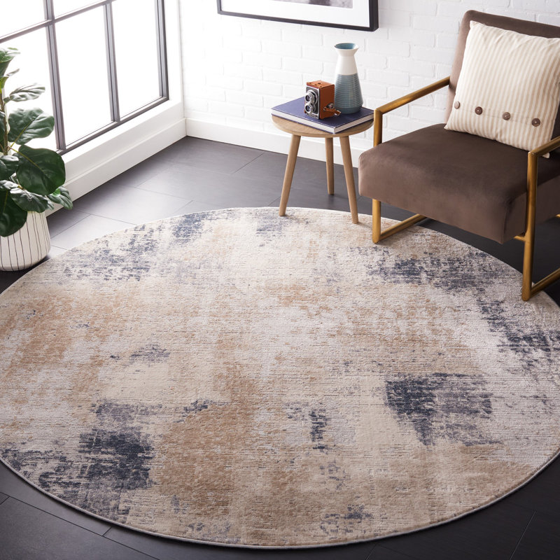 Tapis beige / bleu Kulig 212, Rond 6 pi 7 po