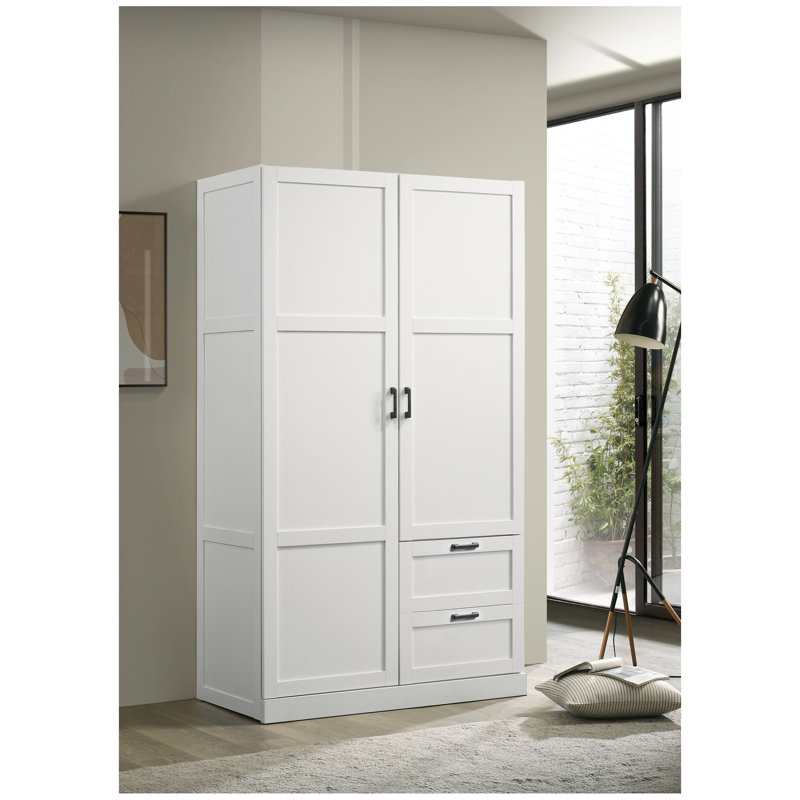 Armoire penderie 40 po avec 2 tiroirs et barre de suspension Aubree