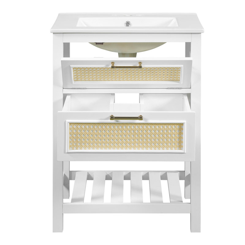 Meuble-lavabo 24 po avec lavabo en céramique, Blanc