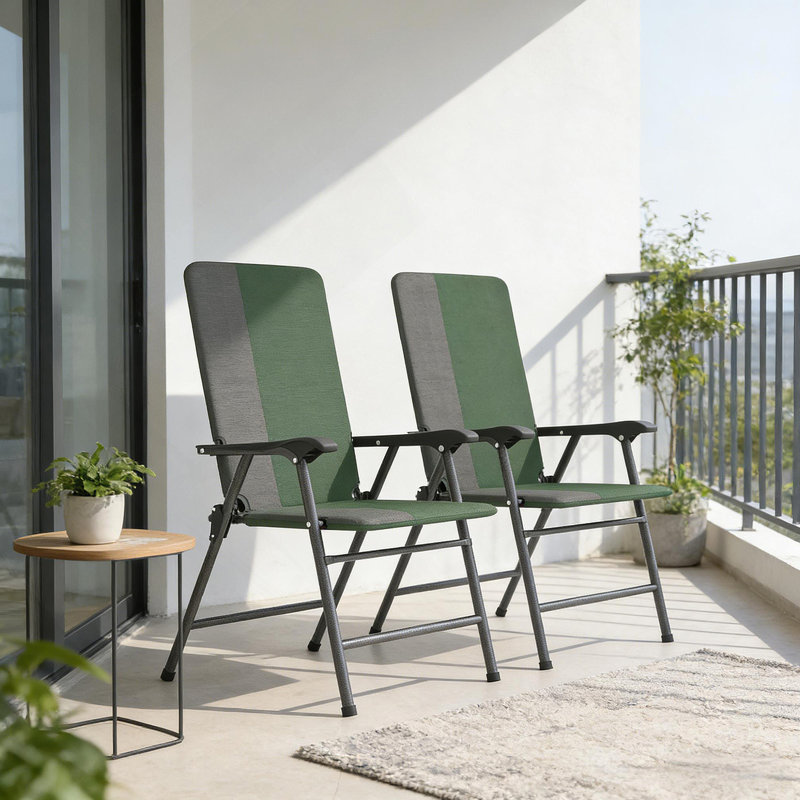 Ensemble de chaises d'extérieur à haut dossier, chaises de jardin, chaises de camping pliantes, ensemble de 2 chaises de patio