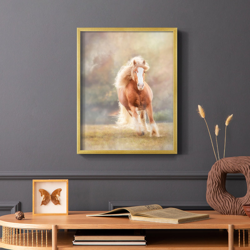 «Horse Motion VII», reproduction encadrée - bois massif, Cadre doré simple, H 10 po x l 8 po