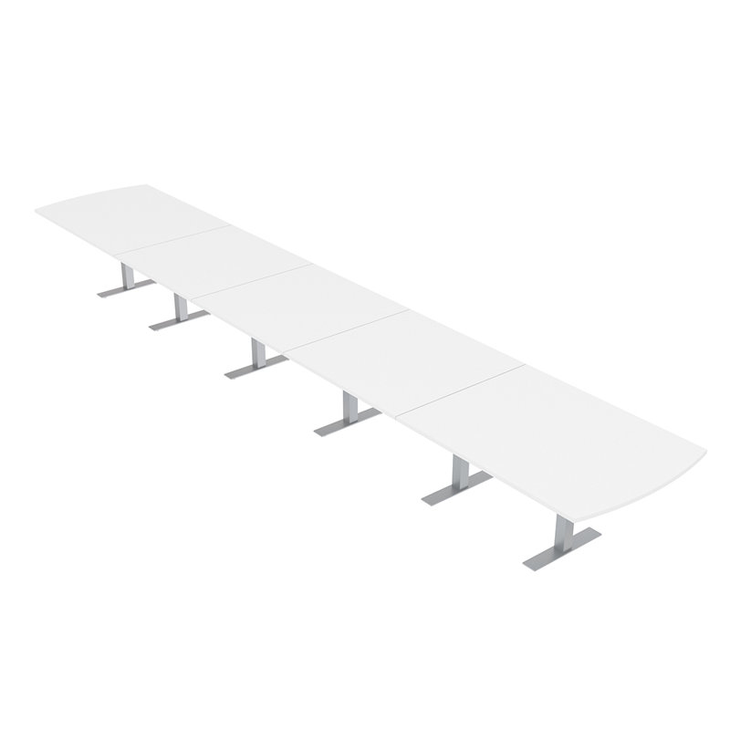 Table de conférence Pavert Arc, H 30 po x l 264 po x P 48 po, Blanc classique, Argent argent