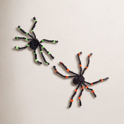 Fahrie Spider Hanging Halloween Decor (Includes 1 Orange and 1 Green)