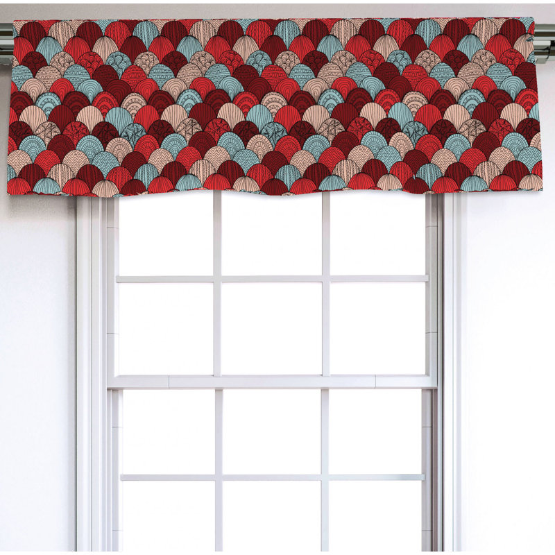 Sateen Geometric Ruffled Window Valance