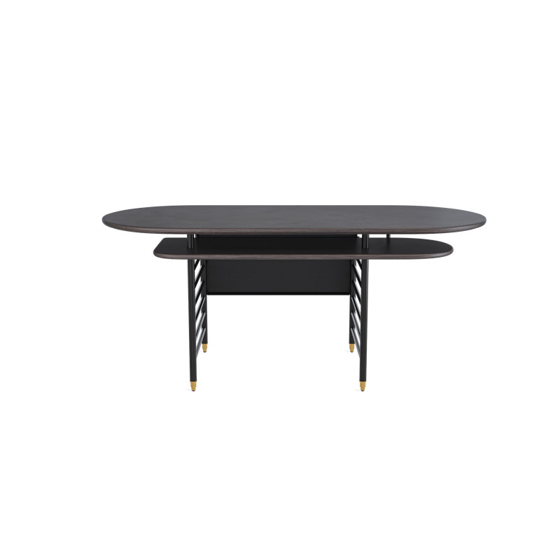 Frank Lloyd Wright Racine Desk, Black, 30" H x 72" W x 35" D