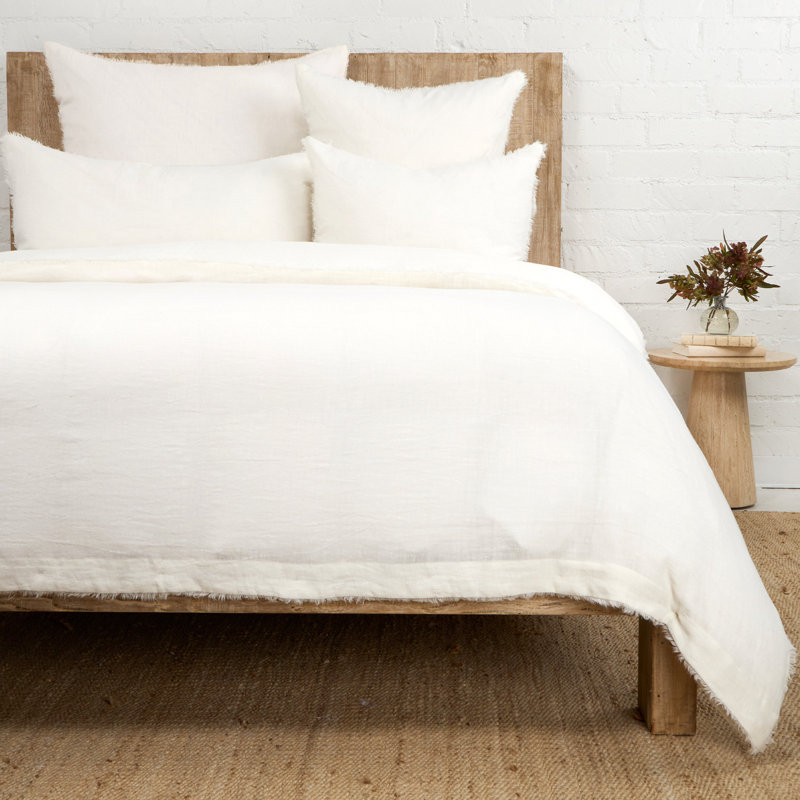 Couette en lin tissé à la main Hunter, Housse de couette pour grand lit, Crème, crème