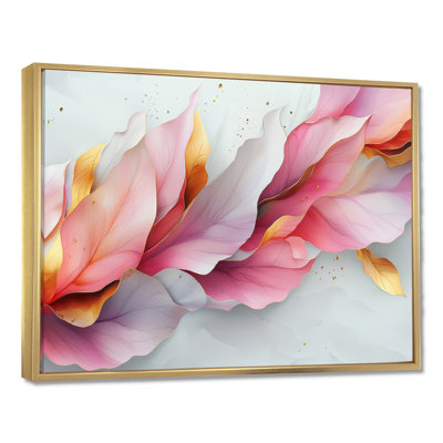 Or rose, veines élégantes de pétales de fleurs V - fleurs abstraites sur toile
