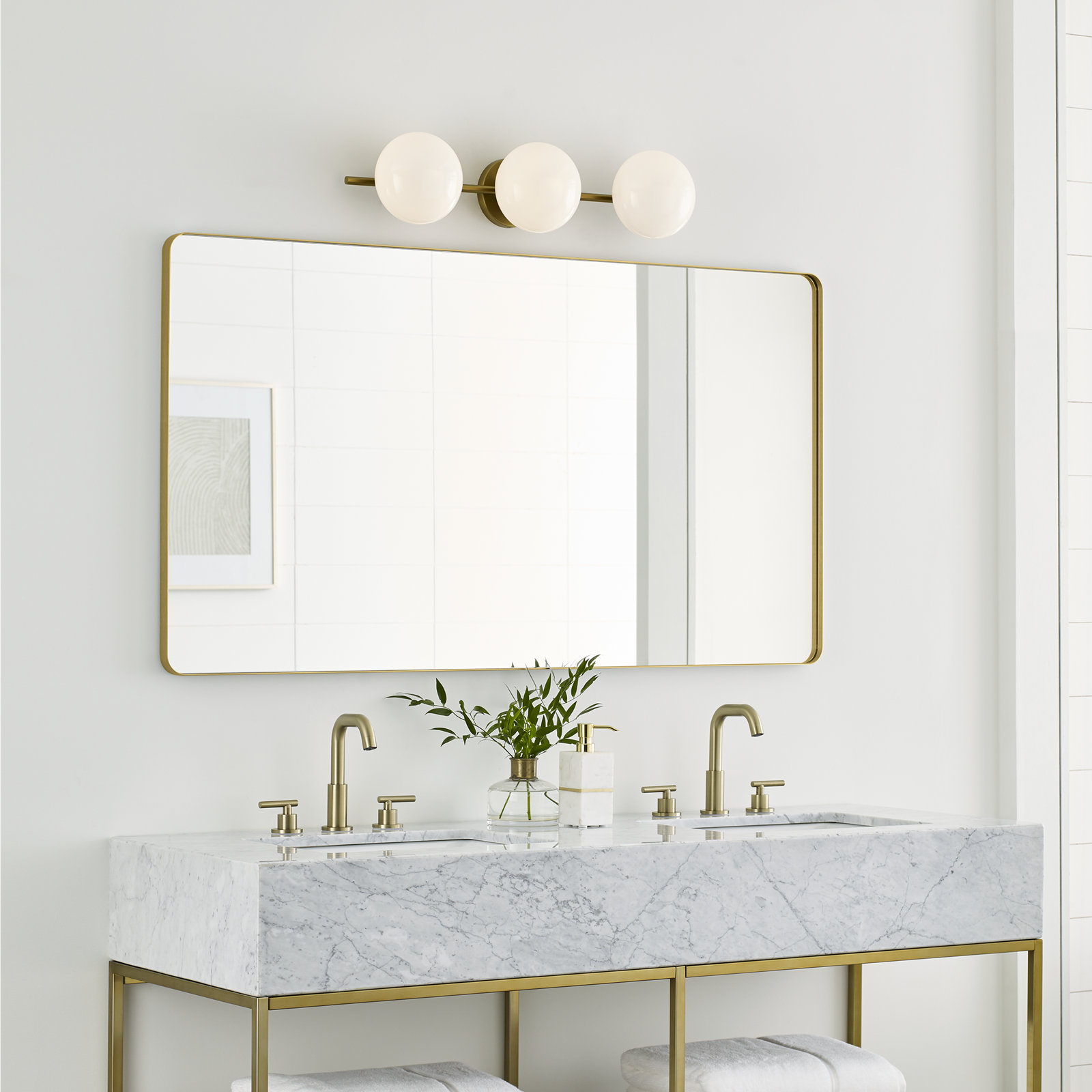 Vibi 3-Light Vanity Light, Burnished Brass