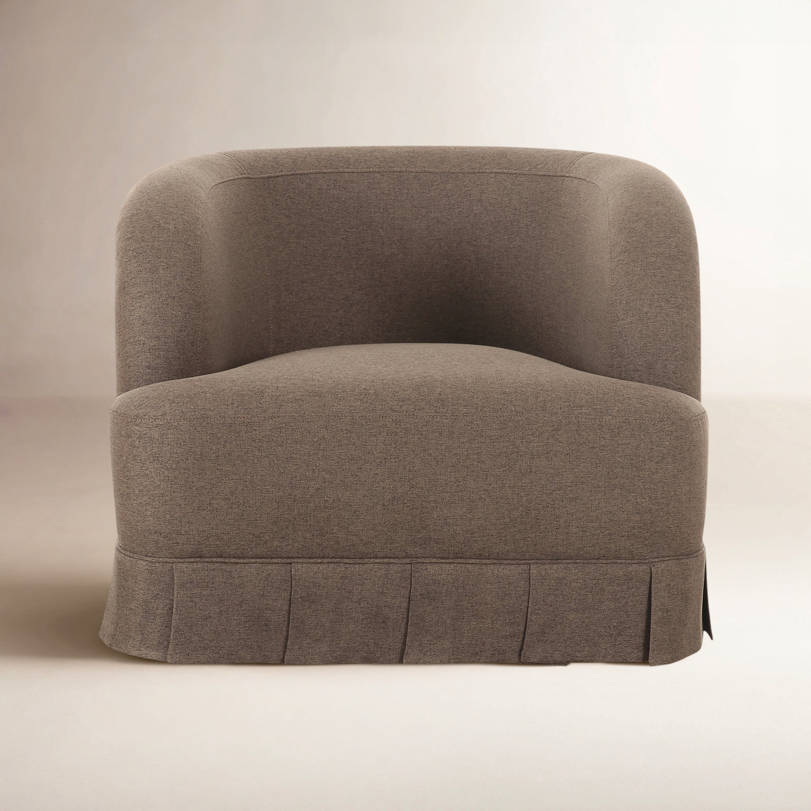 Milo Swivel Barrel Chair, Brown Polyester