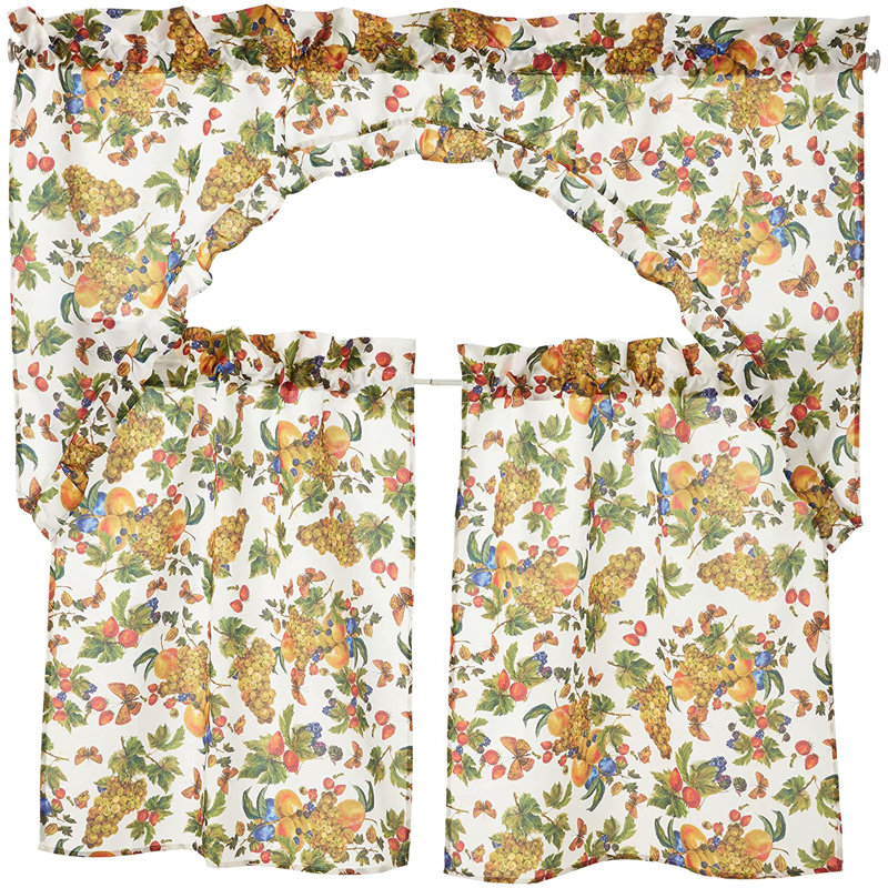 European Garden Fruits Pattern Swag Kitchen Curtain