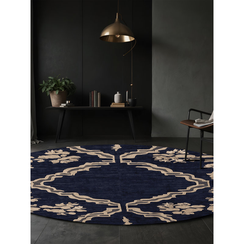 Tapis gris lavable à la machine, Rond 6 pi