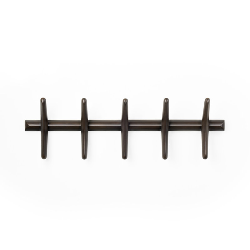 Pi 5 - Hook Wall Mounted Coat Rack, Varnish Dark Brown Tainted