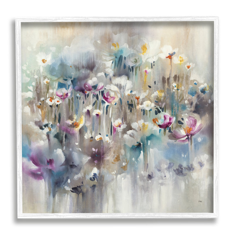 Doux champ floral arrondi - impression, Giclée encadrée blanc bord de mer, H 12 po x l 12 po x P 1,5 po
