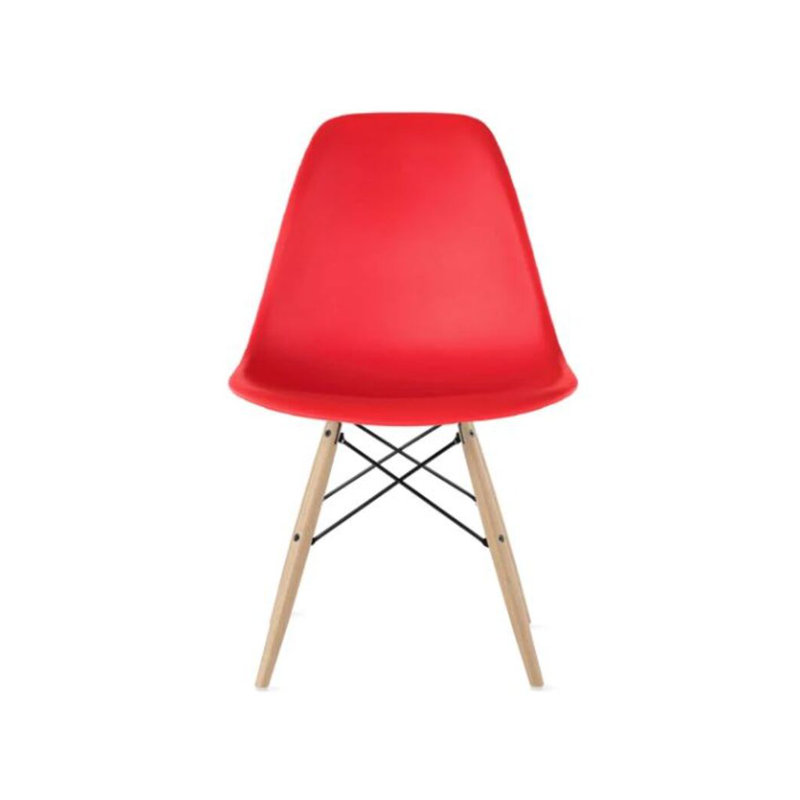 Chaise Hrileena Leffie avec pieds naturels, Rouge, Naturel