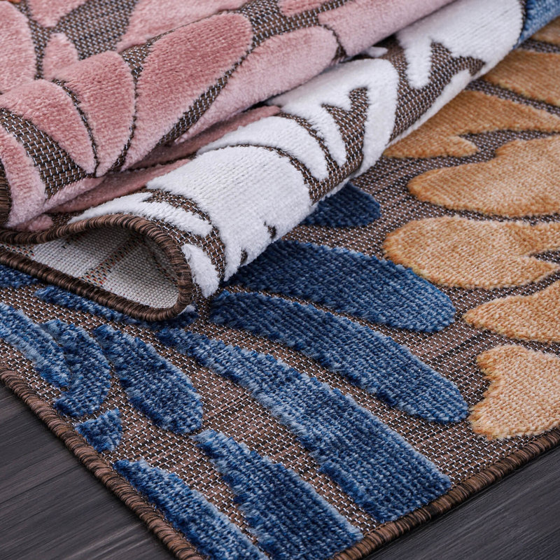 Tapis floral intérieur / extérieur, Rectangle 5 pi 3 po x 7 pi
