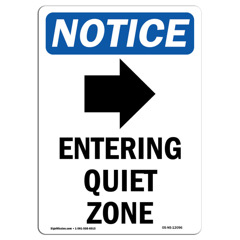 Entering Quiet Zone Sign with Symbol