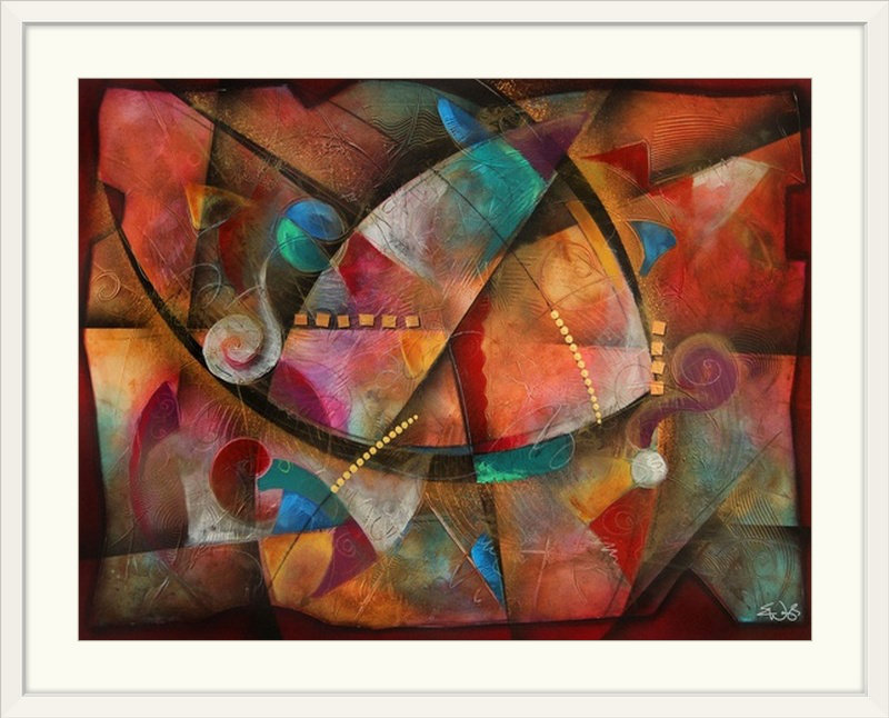 «Crimson Rhythm» par Brittiney, Malveaux, impression, H 26 po x l 32 po x P 1 po, Cadre blanc
