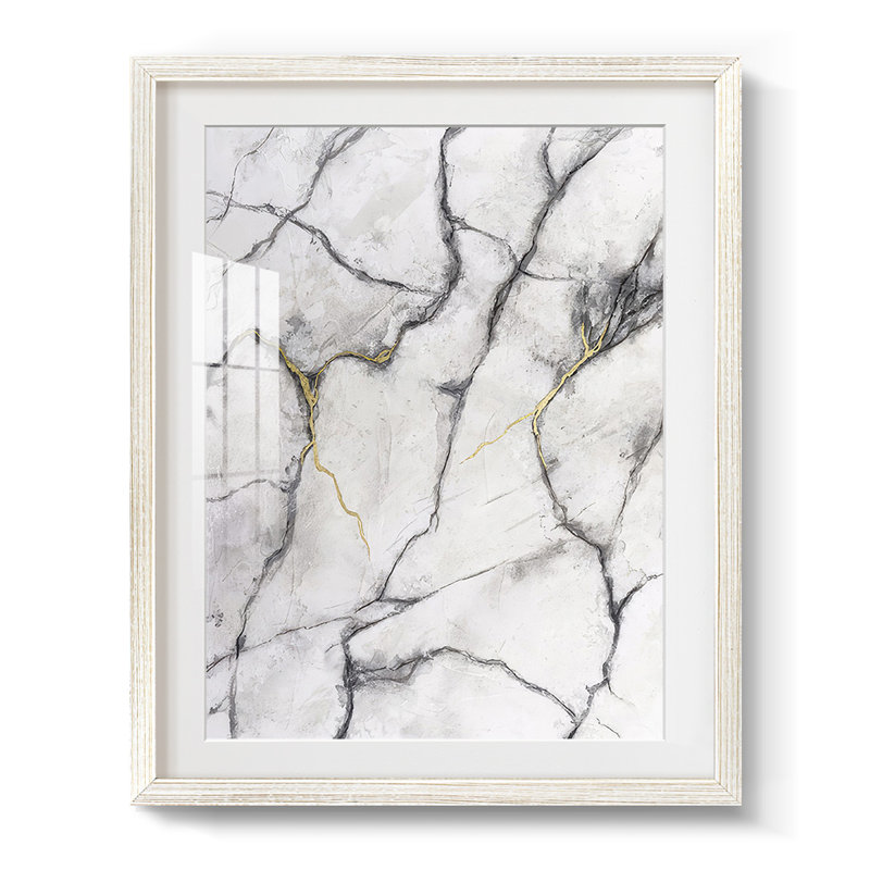Marbre blanc I - impression encadrée, H 28,5 po x l 20,5 po, Blanc