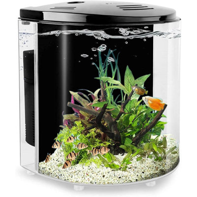 Small Fish Tank 1.2 Gallon Aquarium Starter Kit For Home, Office, Room, Decorative Desktop, Betta Fish Tank With Filter And Light For Shrimp, Jellyfish, Goldfish