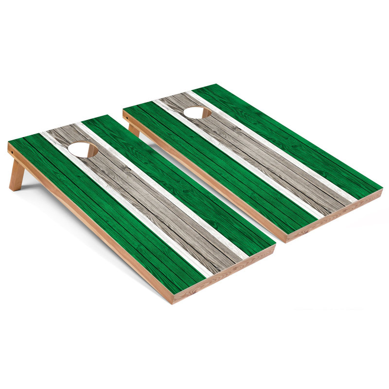 Ensemble de planches cornhole à rayures 2 x 4, Kelly