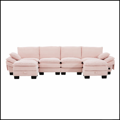 Canapé d'angle modulaire Cloud, canapé à assise profonde, revêtement en velours côtelé, combinaisons polyvalentes pour un confort optimal au salon et au bureau.