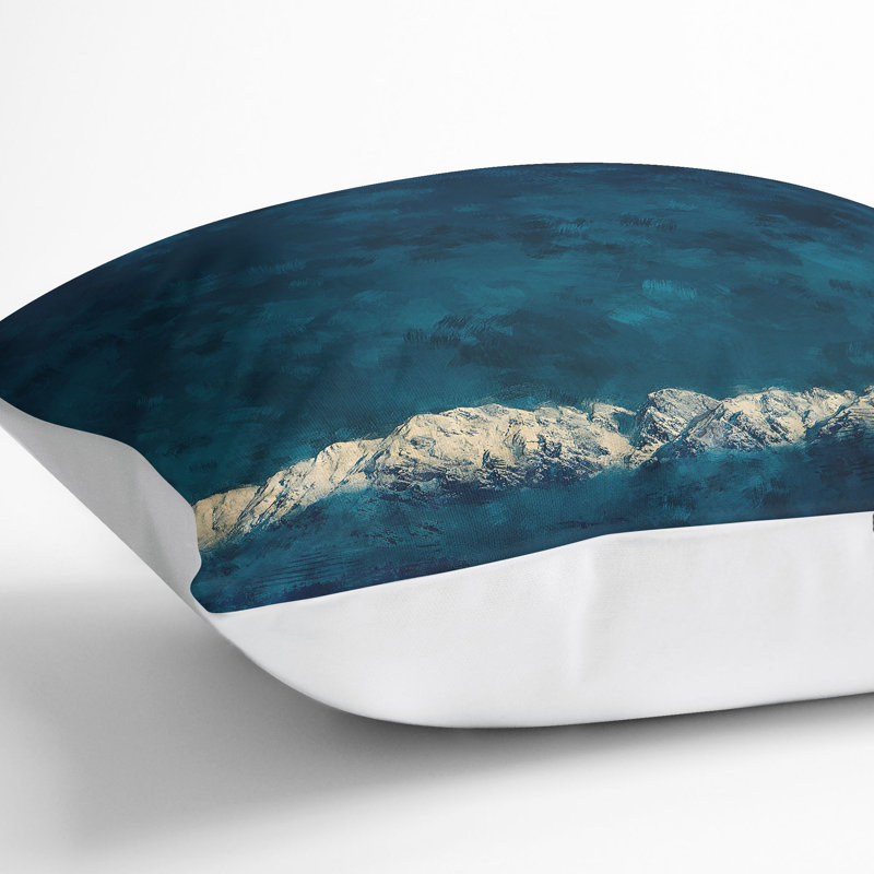 Light on the Mountain Top Painting Cushion with Filling, 40cm H x 40cm W x 15cm D, White