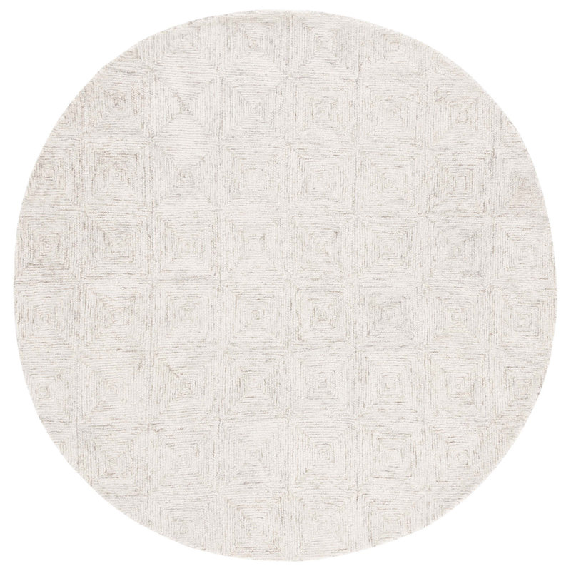 Tapis abstrait gris / ivoire Williamstown 427, Rond 6 pi