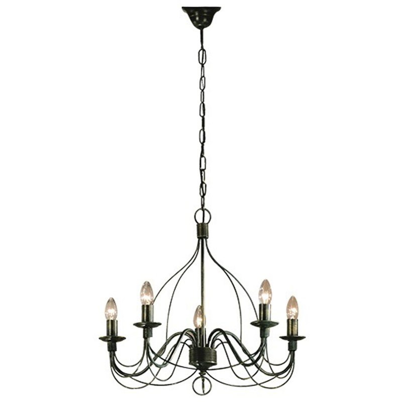 Aries 5 - Light Candle Style Chandelier, Green antique
