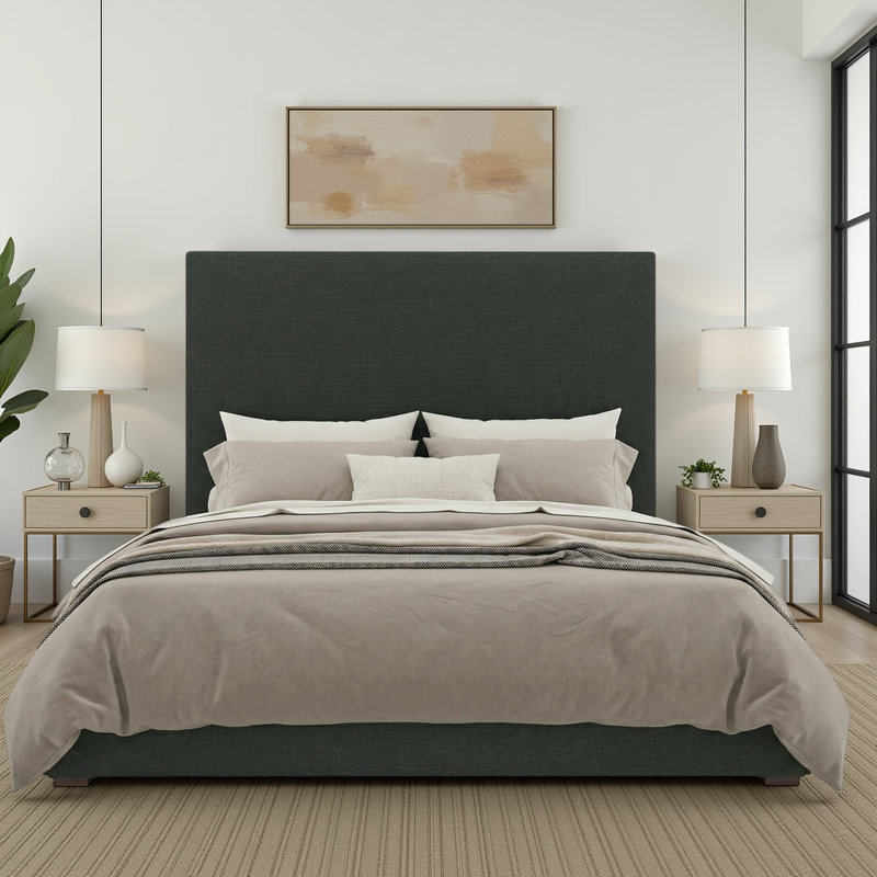 Lit à panneau tapissier Dezyah, Revolution® gris anthracite, Très grand