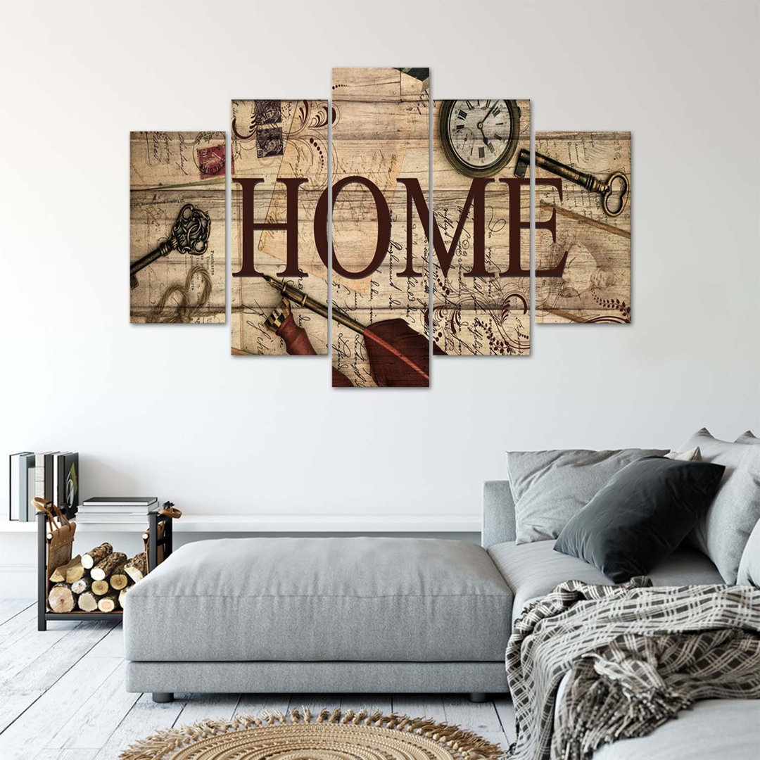 Leinwandbild Home Lettering Retro Brown