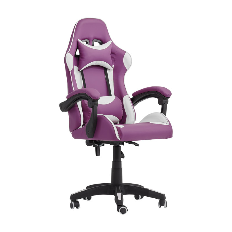 Chaise de jeu PC et course, Mauve/blanc