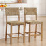 Cledia 21" Wide Rustic Farmhouse Mahogany Wood Ratten Seat Counter Stool