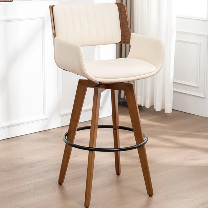Tabouret pivotant moderne en similicuir, Tabouret de comptoir (siège d'une hauteur de 26,5, Beige