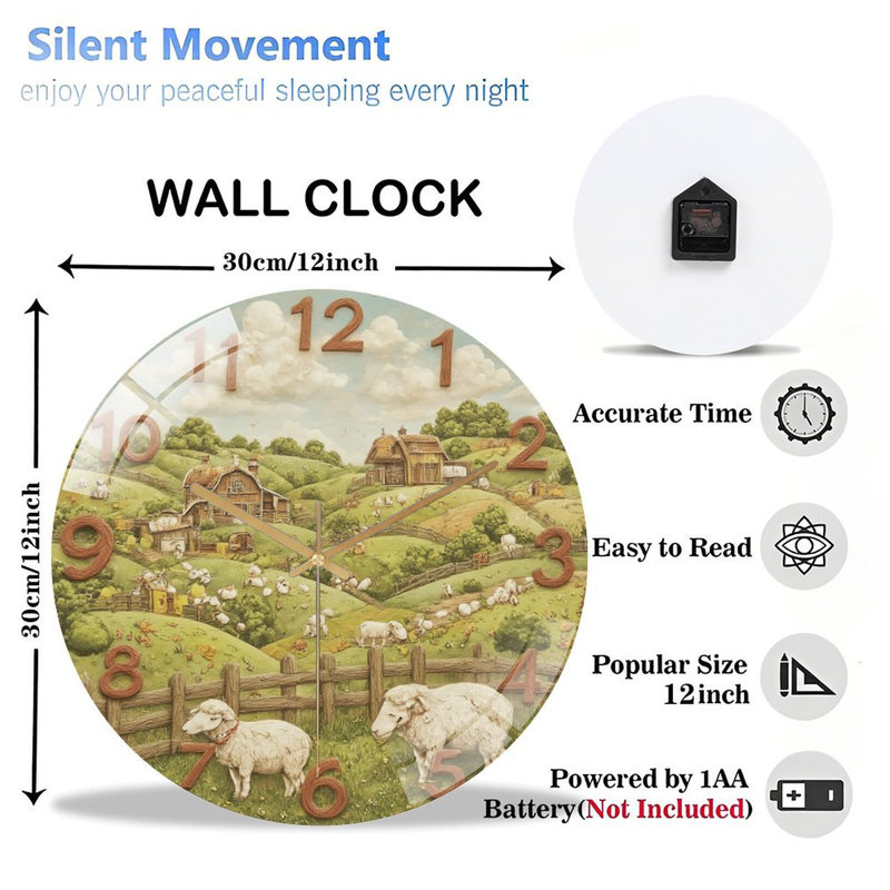 Horloge murale de ferme en verre