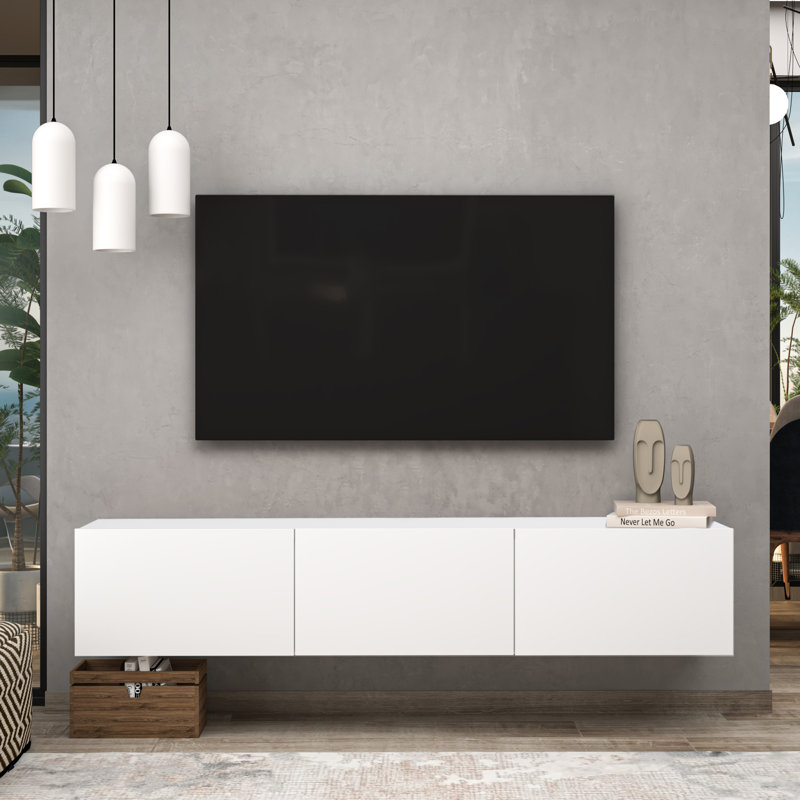 Ronnye Floating TV Stand Up to 80" TV's Wall Mounted Media Console, White