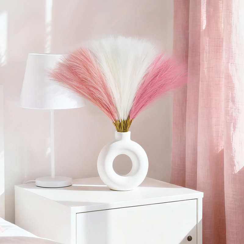 50 pièces d'herbes de Pampas moelleuses de 17 po - Fleurs artificielles de plumes de Boho | Remplissage de vase et décoration de table