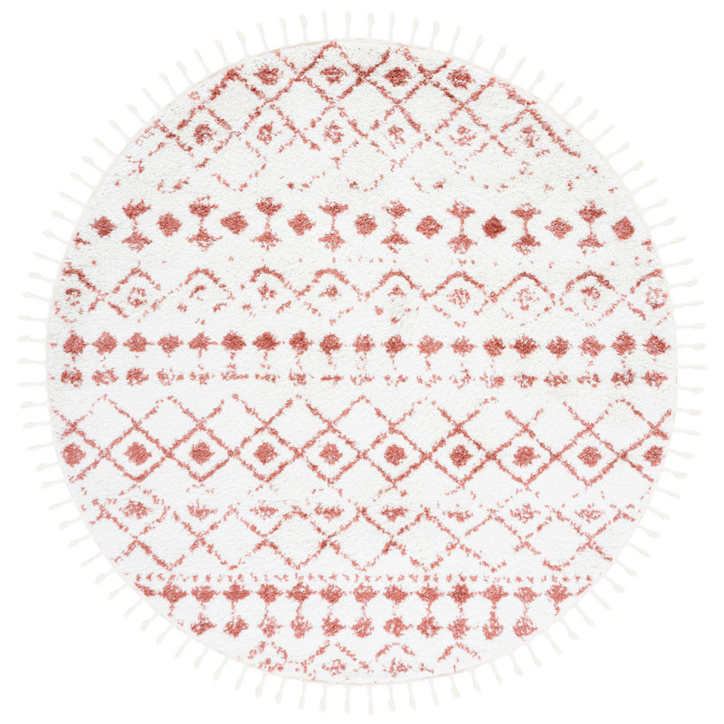 Akife Fringe Shag Performance Southwestern Rug, Round 6'7"