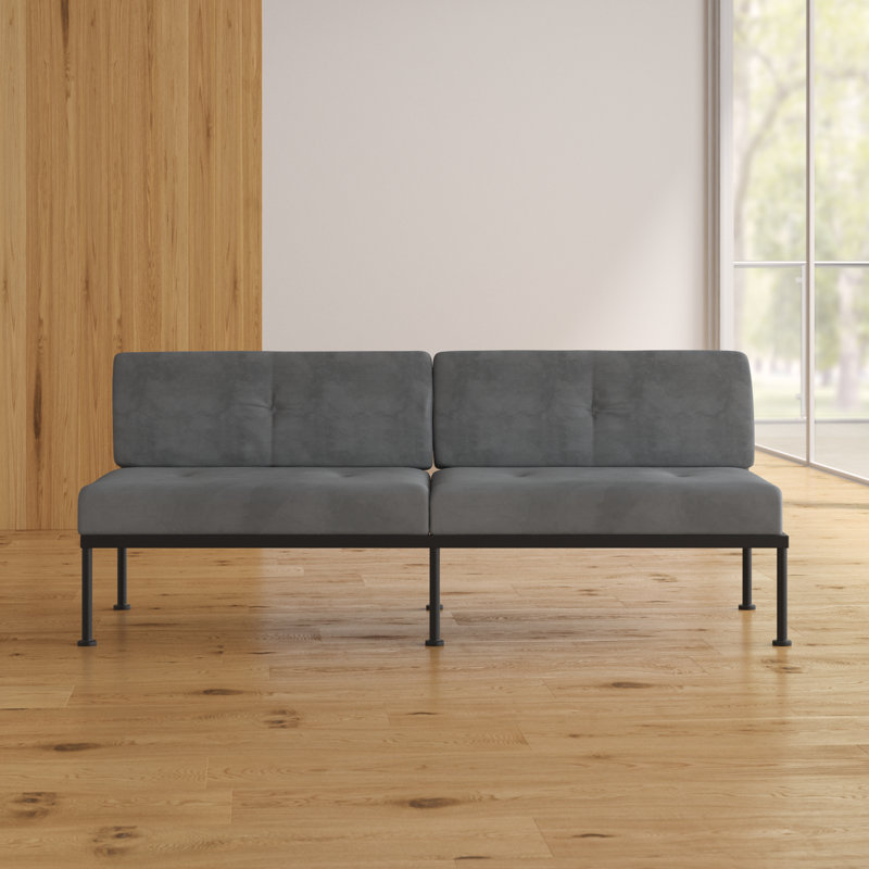 Upholstered 72'' Sofa, Mercury Gray Microfiber/Microsuede