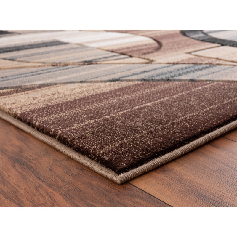 Tapis brun / beige à motif abstrait Adonia, Rectangle 5 pi 2 po x 7 pi 5 po